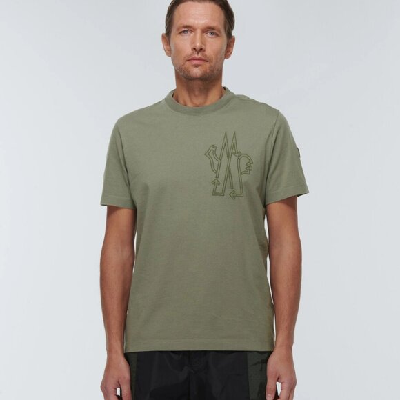 Moncler T-Shirt Men's XL Green Born To Protect Logo Short Sleeve Cotton Jersey - Picture 3 of 16